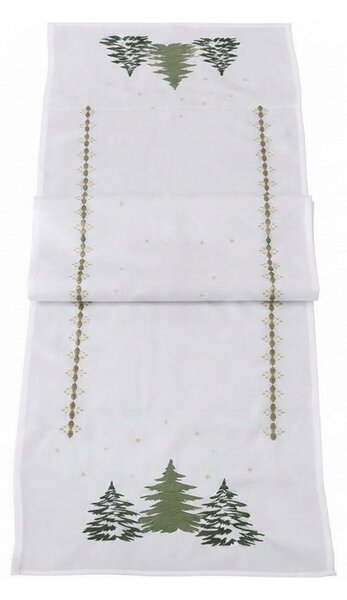 Božićni stolni trkač EVERGREEN CHARM 40x140 cm, bijeli