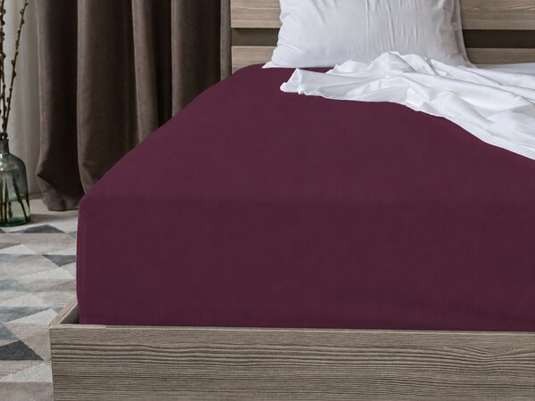 Jersey plahta s lycrom tamnocrvena 90 x 200 cm