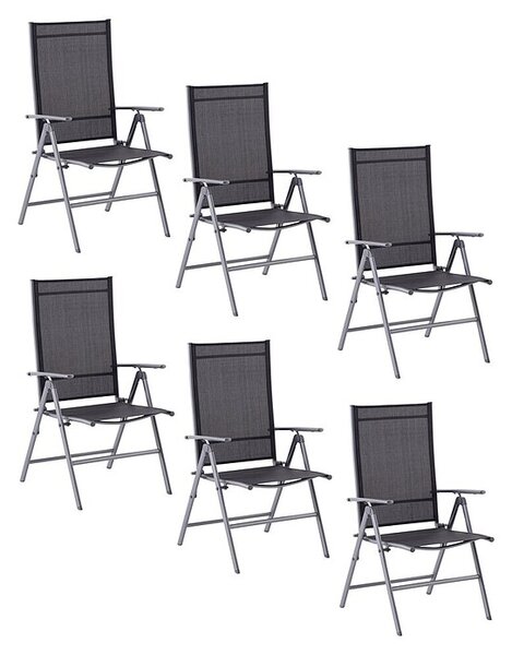 Set vrtnih stolica Amy (6 Kom., S podesivim naslonom za leđa, Crna, srebrna)