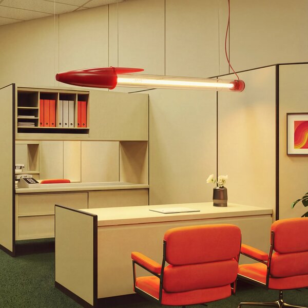 SELETTI Seletti LED viseća lampa BIC, crvena, duljina 173 cm, Crvena, Dnevni boravak/blagovaonica, Plastika