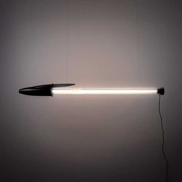 SELETTI Seletti LED viseća lampa BIC, crna, duljina 173 cm, Crno, Dnevni boravak/blagovaonica, Plastika