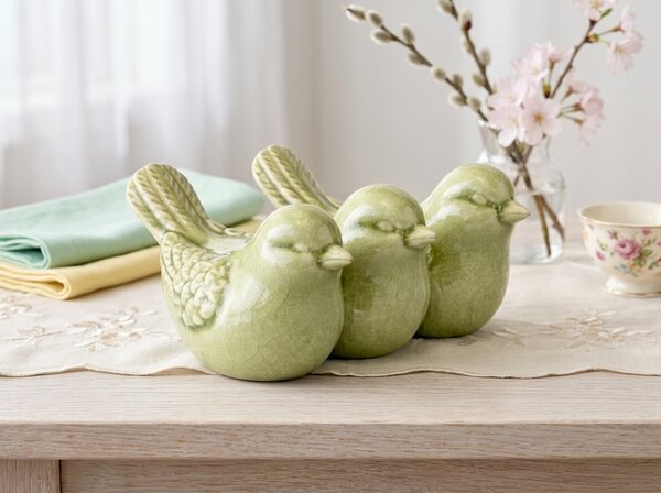 Proljetna dekoracija CRAQUELE BIRDS 19,5 cm - više boja Boja: Zelena