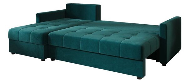 Razvlačna kutna garnitura L VENORIA 220x143 cm, petrolej + 2 jastuka GRATIS, univerzalna