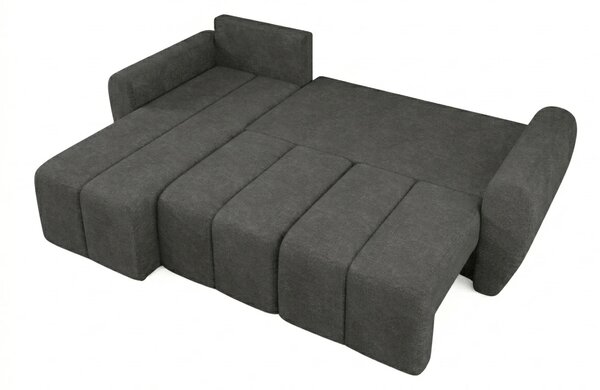 Razvlačna kutna garnitura L SEVIO 246x145 cm, tamno siva + 2 jastuka GRATIS, univerzalna
