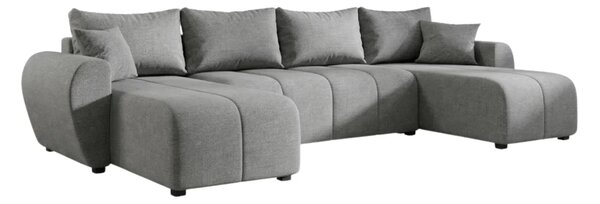 Razvlačna U kutna garnitura SEVIO 311x145 cm, siva + 2 jastuka GRATIS