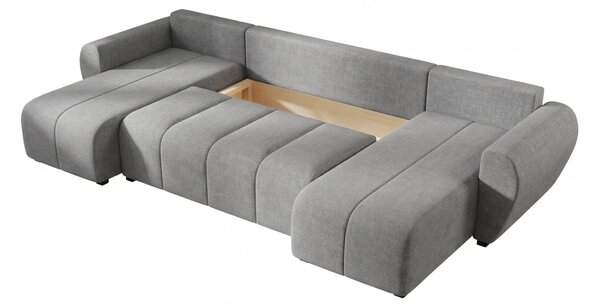 Razvlačna U kutna garnitura SEVIO 311x145 cm, siva + 2 jastuka GRATIS