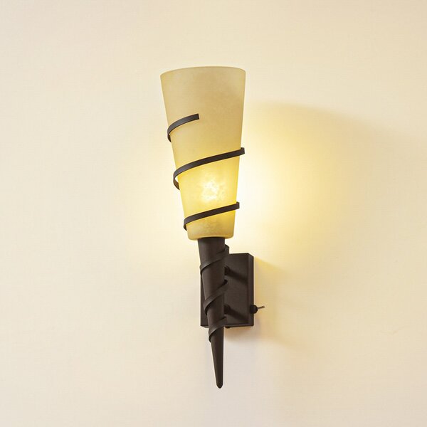 Lindby zidna lampa Anouk, visina 44 cm, staklo, metal, svjetiljka, prigušiva, Smeđa / hrđa, Dnevni boravak/blagovaonica, Metal