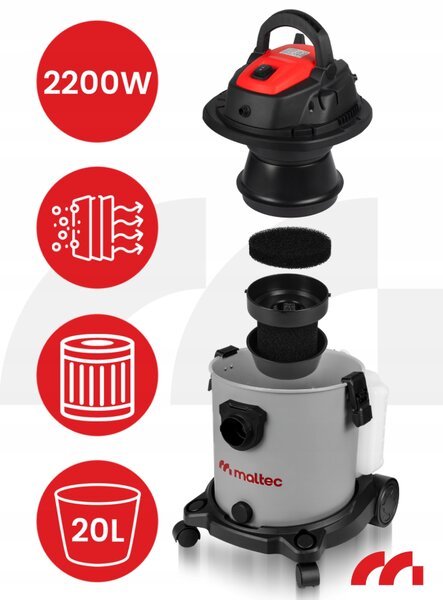 Usisavač za mokro/suho usisavanje, čišćenje tapeciranog namještaja i tepiha MalTec MasterWash 2200W