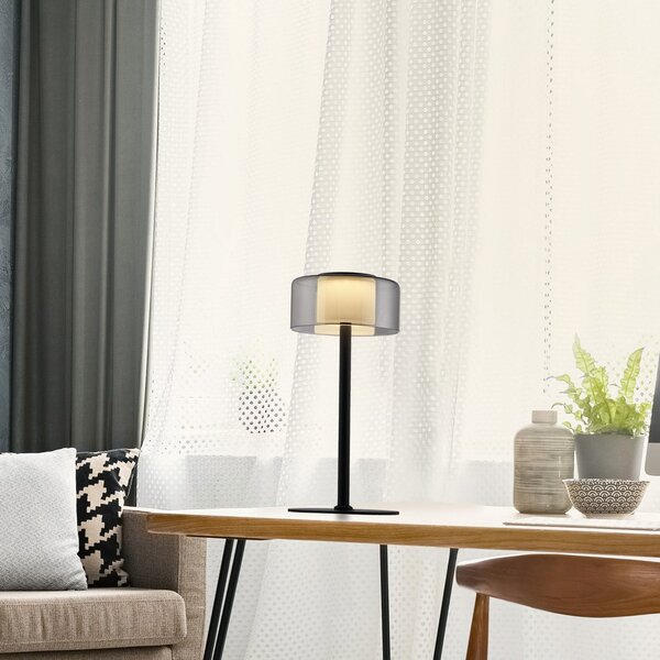 Paul Neuhaus LED stolna lampa Rika, staklo, visina 33 cm, mogućnost prigušivanja, prigušiva, Crno, Dnevni boravak/blagovaonica, Staklo