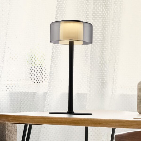 Paul Neuhaus LED stolna lampa Rika, staklo, visina 33 cm, mogućnost prigušivanja, prigušiva, Crno, Dnevni boravak/blagovaonica, Staklo