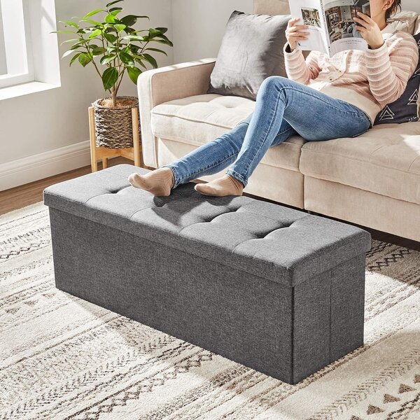 Tabure s prostorom za pohranu OTTOMAN 110x38 cm, tamno sivi