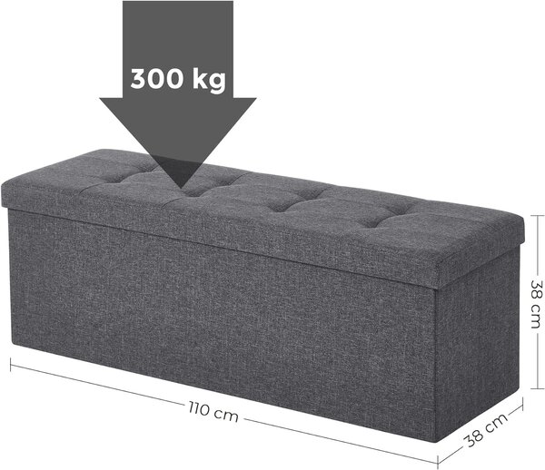 Tabure s prostorom za pohranu OTTOMAN 110x38 cm, tamno sivi