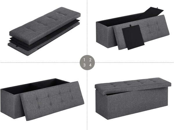 Tabure s prostorom za pohranu OTTOMAN 110x38 cm, tamno sivi