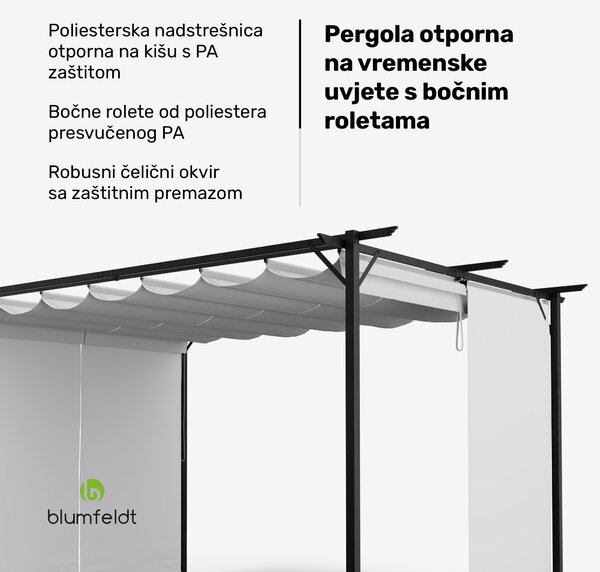 Blumfeldt Pantheon Robust, pergola, 3 x 4 m, s bočnim roletama, čelik otporan na vremenske uvjete premazan prahom