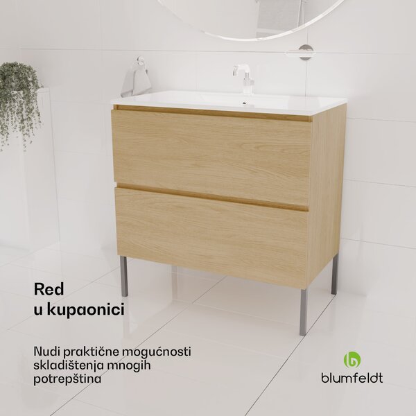 Blumfeldt Johnstone, umivaonik i kupaonski ormarić, 80 cm, keramički umivaonik, Soft-Close