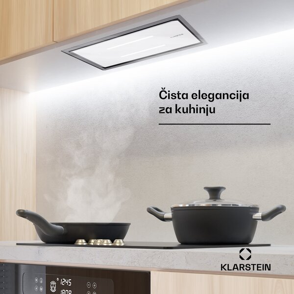 Klarstein High Line Eco 77, Stropna napa, 77 cm, 436 m³/h, stepenice, daljinsko upravljanje, ambijentalno osvjetljenje