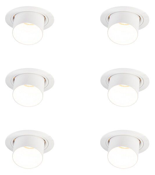 Set od 6 modernih ugradbenih reflektora bijeli okrugli nagibni - Installa