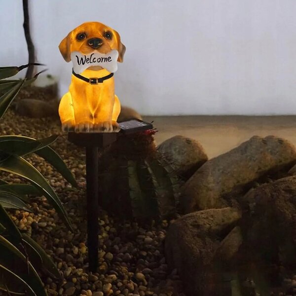 Solarna LED vrtna svjetiljka štene dobrodošli 41 cm 2W