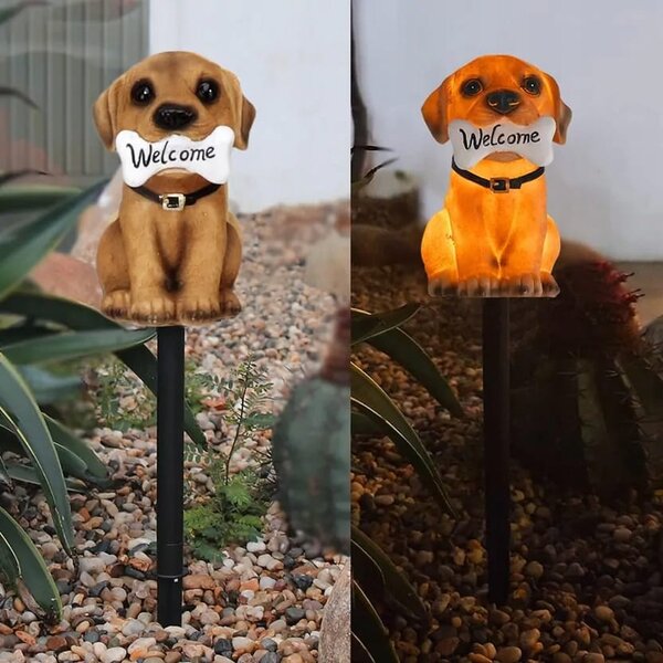 Solarna LED vrtna svjetiljka štene dobrodošli 41 cm 2W