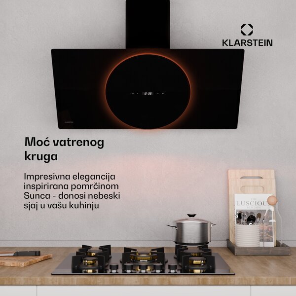 Klarstein Total Eclipse napa, LED osvjetljenje, dodir, 594,2 m³/h, ekstrakcija/recirkulacija
