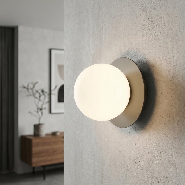 EMIBIG LIGHTING Zidna svjetiljka Minerva, opal/bež, Ø 15 cm, staklo/metal, E14, prigušiva, Bež, Dnevni boravak/blagovaonica, Staklo, Metak