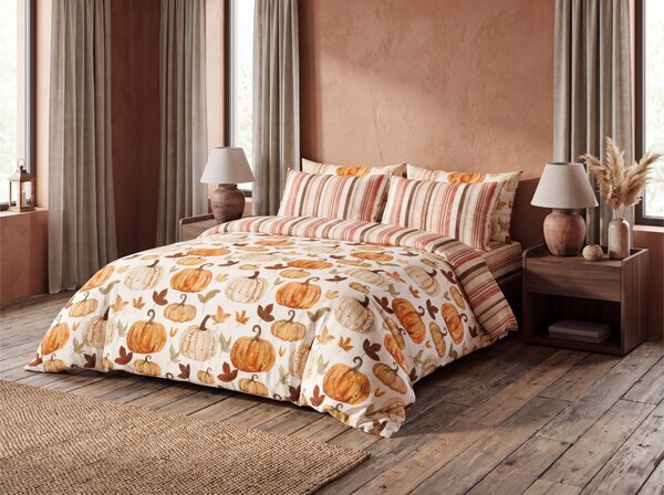 Flanelinska posteljina PUMPKINS & STRIPES šarena Dimenzije posteljine: 70 x 90 cm | 140 x 200 cm
