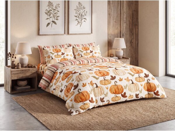 Flanelinska posteljina PUMPKINS & STRIPES šarena Dimenzije posteljine: 70 x 90 cm | 140 x 200 cm