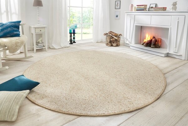 Krem okrugli tepih ø 133 cm Wolly – BT Carpet