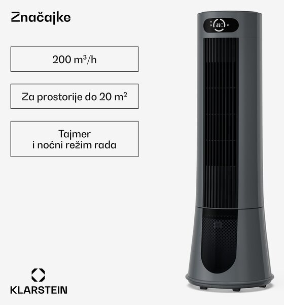 Klarstein Frost rashlađivač zraka s vodenim hlađenjem | 200 m³/h | 7 L | 20 m² | 2 rashladna umetka | 4 načina rada | 45 W