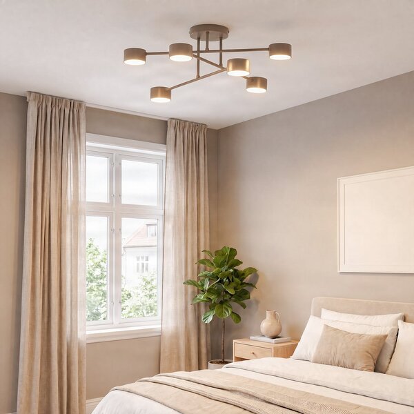 EMIBIG LIGHTING Stropna svjetiljka HALO, bež, Ø 60 cm, 6 svjetiljki, metal, GX53, prigušiva, Bež, Dnevni boravak/blagovaonica, Metal, Strop polukružni s prostorom