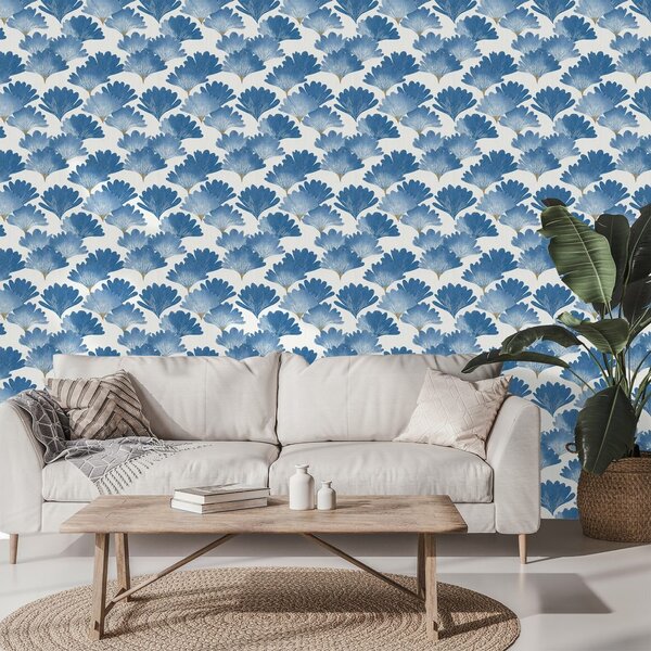Tapeta plavi akvarel listovi