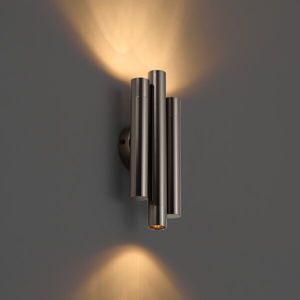 Retro wandlamp gunmetal 3-lichts - Pipes