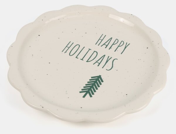 Sinsay - Božićni keramički tanjur s natpisom Happy Holidays