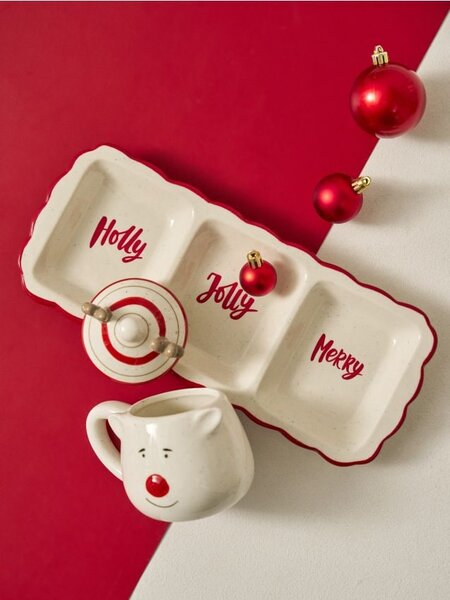 Sinsay - Božićni poslužavnik s natpisom Holly Jolly Merry