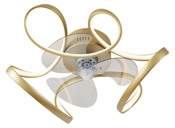 Ventilator na stropu mjed 55 cm uklj. LED s mogućnošću prigušivanja s daljinskim upravljačem - Mandy