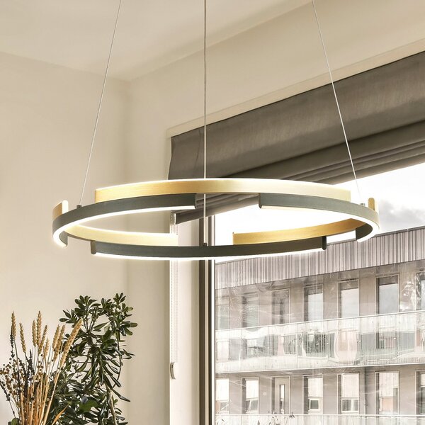 FISCHER & HONSEL Circly LED visilica, metalna, daljinska, CCT, prigušiva, prigušiva, Crno, Dnevni boravak/blagovaonica, Metal
