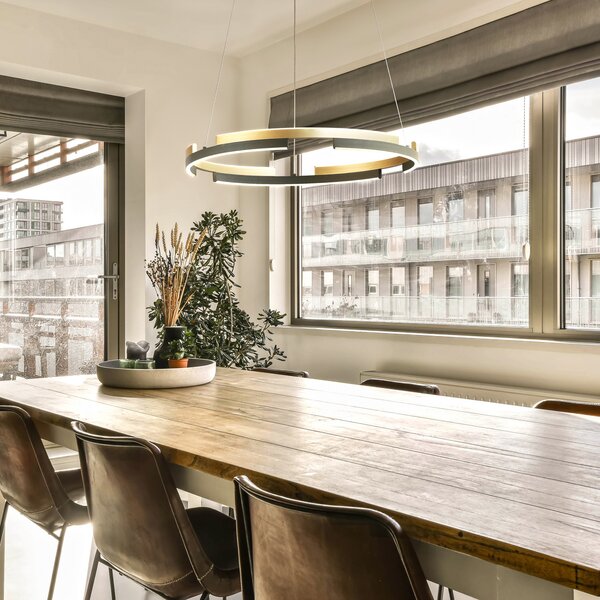 FISCHER & HONSEL Circly LED visilica, metalna, daljinska, CCT, prigušiva, prigušiva, Crno, Dnevni boravak/blagovaonica, Metal