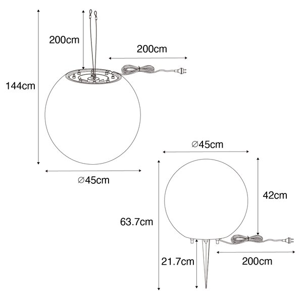 Pametna vanjska svjetiljka siva 45 cm IP65 uključujući LED - Nura
