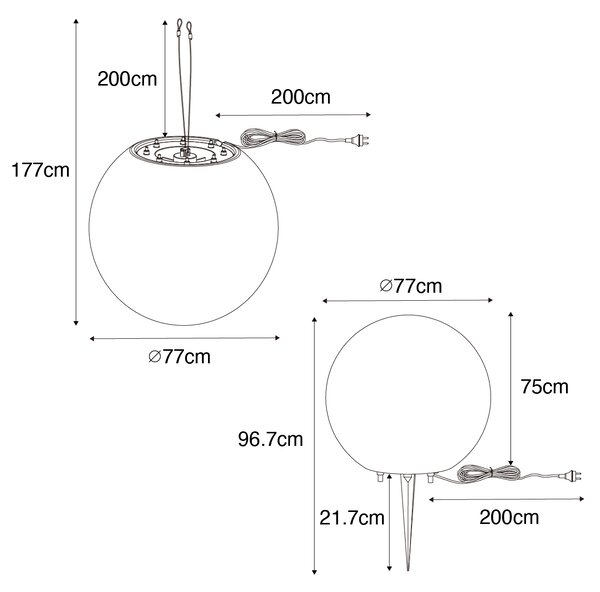 Pametna vanjska svjetiljka siva 77 cm IP44 uklj. Wifi A60 - Nura