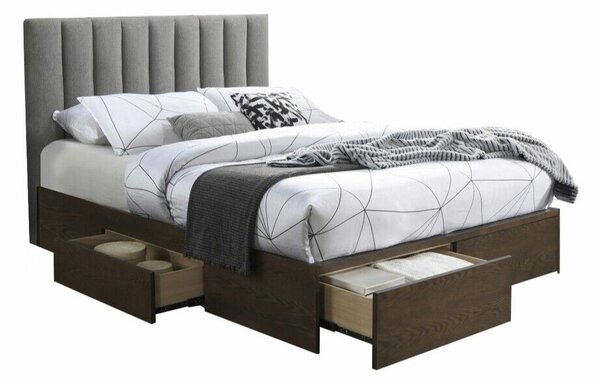 Krevet Houston 1040 Bračni, Smeđa, 160x200, Medijapan, Prirodno drvo furnira, Basi a doghePodnice za krevet, 166x212x111cm
