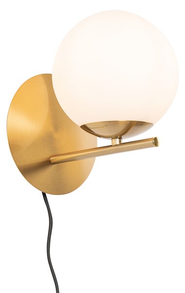 Art deco wandlamp goud met opaal glas - Flore