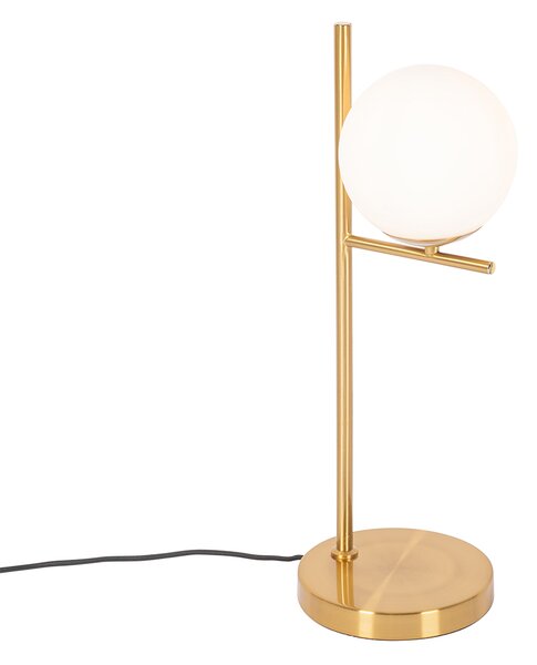 Art Deco stolna lampa zlato i opalno staklo - Flore