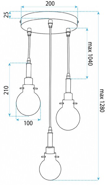 Lampa Wisząca APP1125-3CP Black Gold