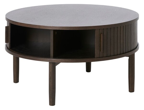 Okrugao stolić za kavu u dekoru hrasta u tamnoj prirodnoj boji ø 85 cm Meta – Unique Furniture