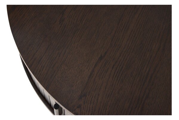 Okrugao stolić za kavu u dekoru hrasta u tamnoj prirodnoj boji ø 85 cm Meta – Unique Furniture