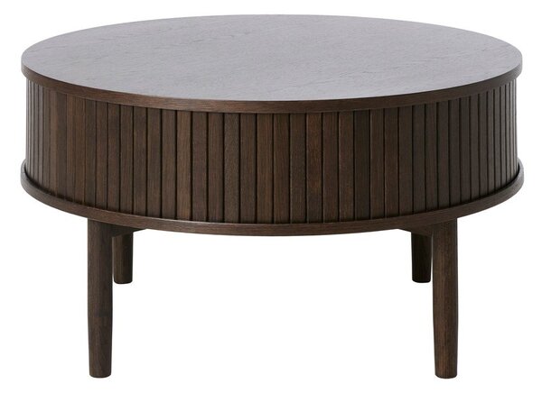Okrugao stolić za kavu u dekoru hrasta u tamnoj prirodnoj boji ø 85 cm Meta – Unique Furniture