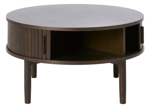 Okrugao stolić za kavu u dekoru hrasta u tamnoj prirodnoj boji ø 85 cm Meta – Unique Furniture