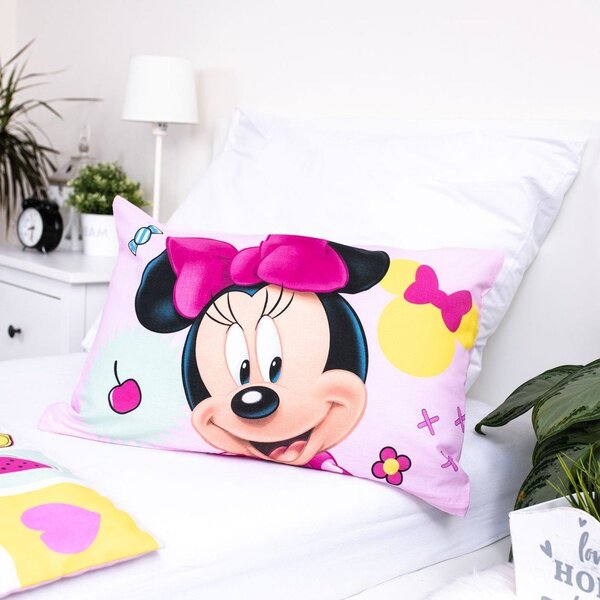 Ružičasta pamučna dječja posteljina za dječji krevetić 100x135 cm Minnie "Sweet" – Jerry Fabrics