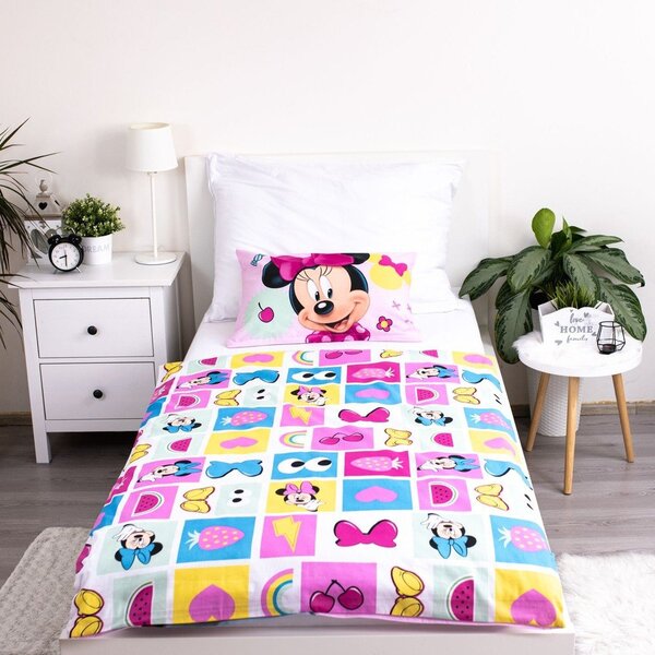 Ružičasta pamučna dječja posteljina za dječji krevetić 100x135 cm Minnie "Sweet" – Jerry Fabrics