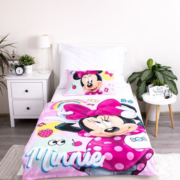 Ružičasta pamučna dječja posteljina za dječji krevetić 100x135 cm Minnie "Sweet" – Jerry Fabrics